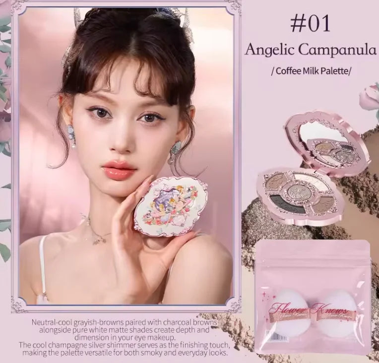 Flower Knows Makeup Bunny Garden Eyeshadows Collection 6-Color Long Lasting Makeup Natural Nudes Waterproof Eye Shadows Palette