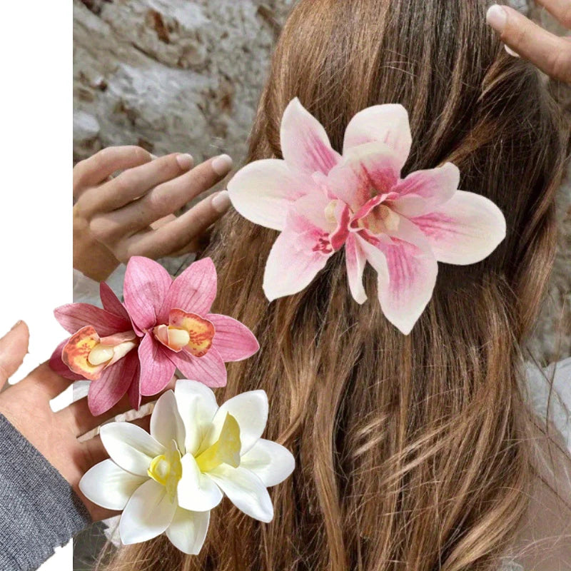 Bohemian Orchid Flowers Hair Clips Small Hairpin Bridal Barrette Beach Wedding Flower Women Holiday Hair Accessories