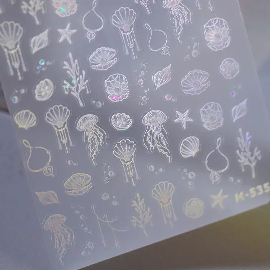 Magical Blow Bubbles Goldfish Bunny Rabbit Cat Kitten Shape Shiny Dreamy Bubbles 5D Nail Art Decorations Sticker Manicure Decal