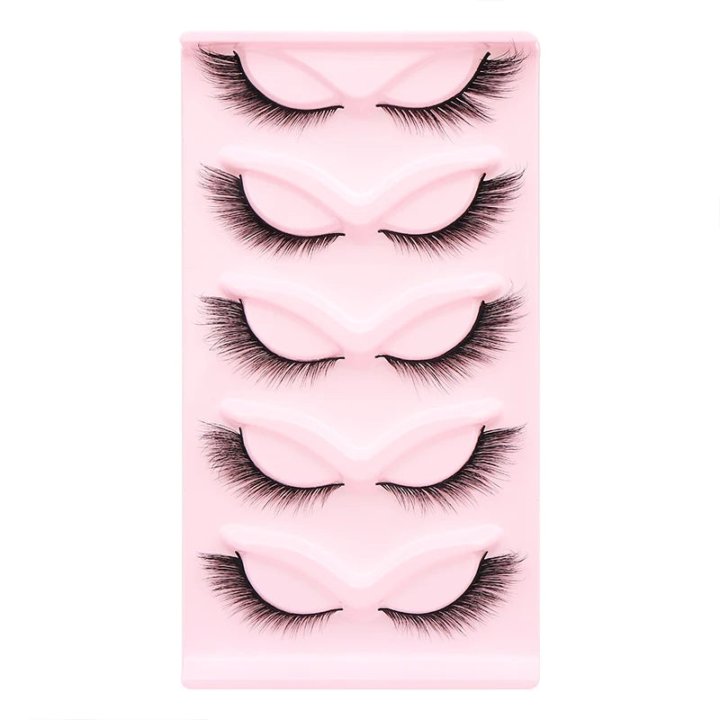 5 Pairs Fluffy False Eyealshes Fox Cat Eye Lashes Winged False Eyelashes Fox Eye Faux Mink Eyelashes Silk Lashes Makeup