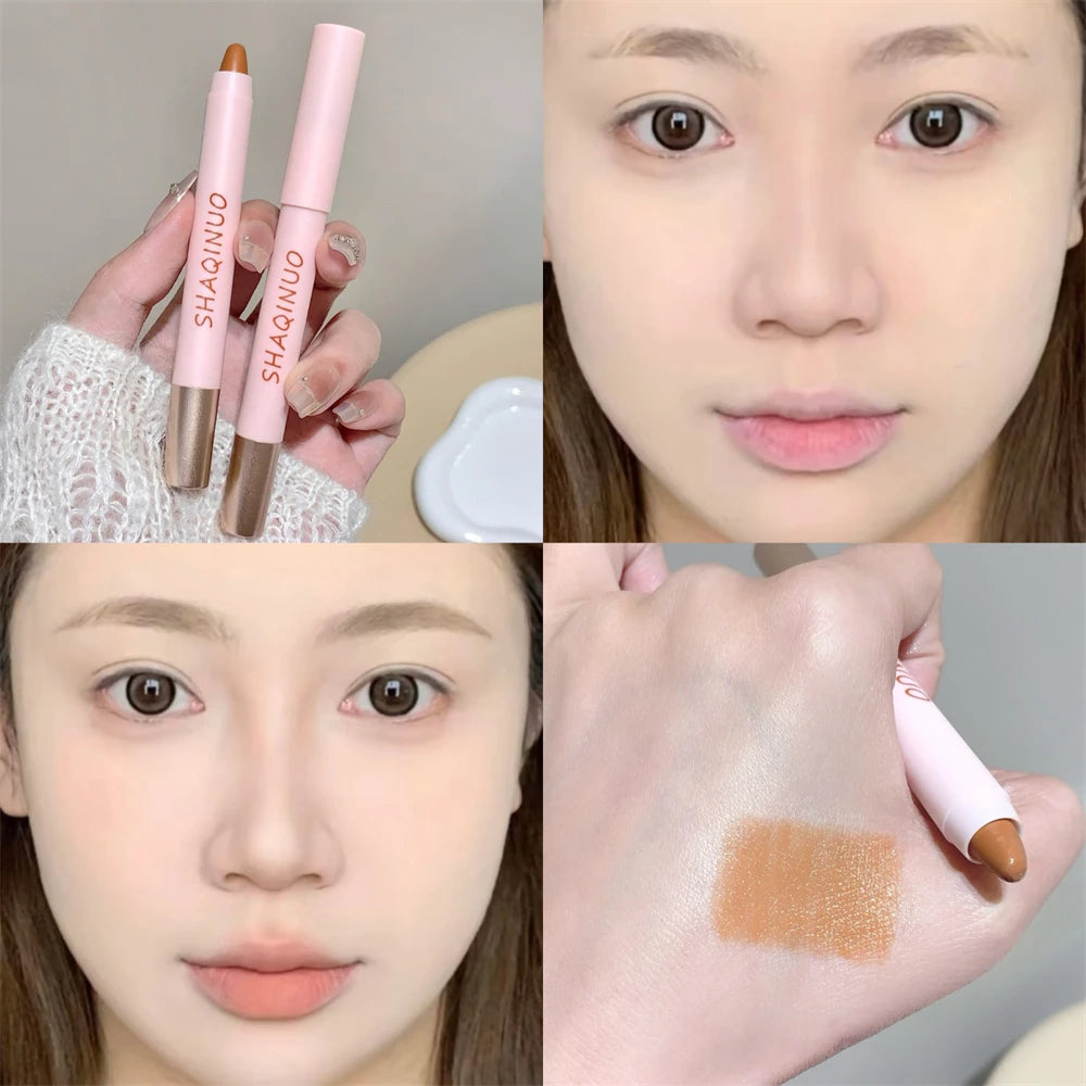 Contour Stick Cream Bronzer Highlighter Makeup Stick for Face Easy to Blend & Long Lasting Natural Make Up 3D Nose Shadow Repair