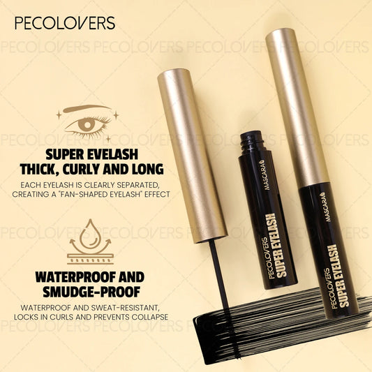 4D Silk Fiber Mascara, Waterproof Lengthening Curling, Waterproof Clump-free Long-lasing, with Thin Brush, Beginner-Friendly