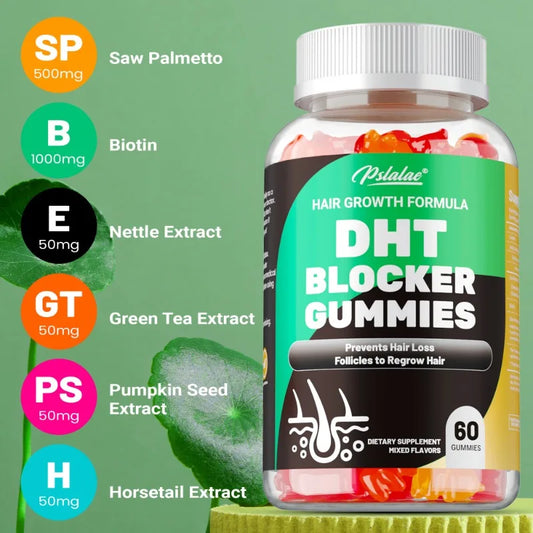 DHT Blocker Gummies - Hair Growth Supplement, for Hereditary Thinning Hair - for Men and Women - 60pcs