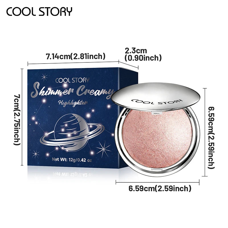 Pearlescent Sparkle Highlight Palette Bronze Shimmer Fine Powder Cream Glitter Eyeshadow Blusher Shiny Face Brightening Makeup