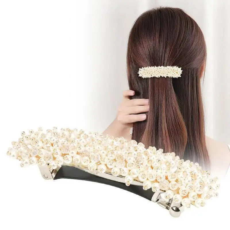 1pc Korean crystal hair clip, spring clip, hair clip at the back of the head, temperament, rhinestone ponytail clip, top clip