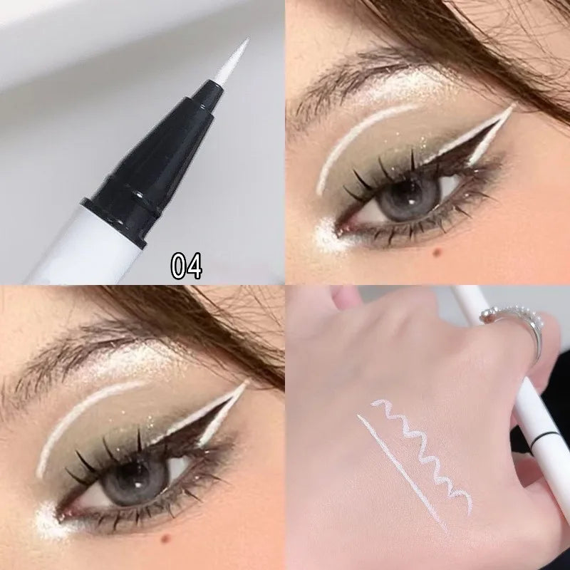 Professional White Eyeliner Gel Pen Waterproof Smudge-Proof Long Lasting Eye Brightening Multi-Use Cosmetic Tool Stage Makeup