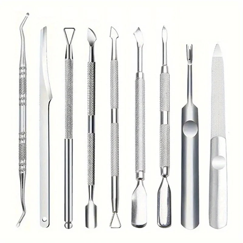 Multicolor Double-ended Stainless Steel Cuticle Pusher Dead Skin Push Remover For Pedicure Manicure Nail Art Cleaner Care Tools