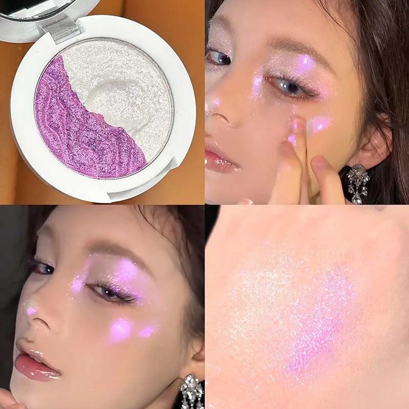 Dual Color Liquid Sand Highlighter Sparkle Mashed Potatoes Texture High Shine Face & Eye Glow Long Lasting Gloss Makeup Cosmetic