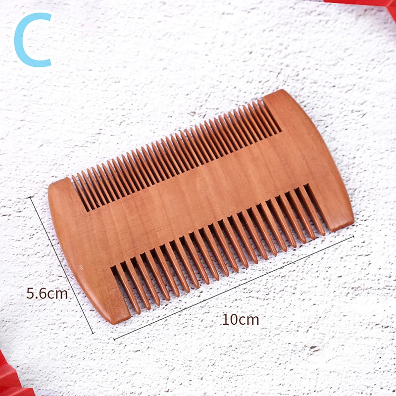 Natural Wood Hair Brush Beard Comb Anti-Static Double-Sided Mustache Pocket Comb Brushing Hair Care Tools For Men Gift