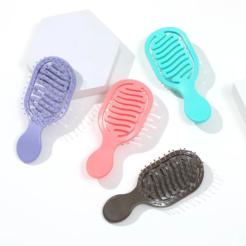 Mini Travel Brush Compact Pocket Design with Durable ABS Plastic Handle and Gentle Nylon Bristles for Dry and Wet Hair
