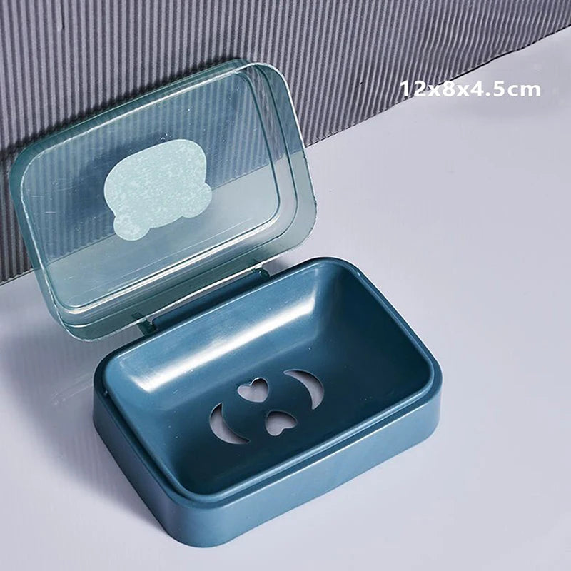 1PC Circular Soap Box Creative PP Waterproof Sealed Portable Soap Box Cover Drainage Soap Rack Supplies
