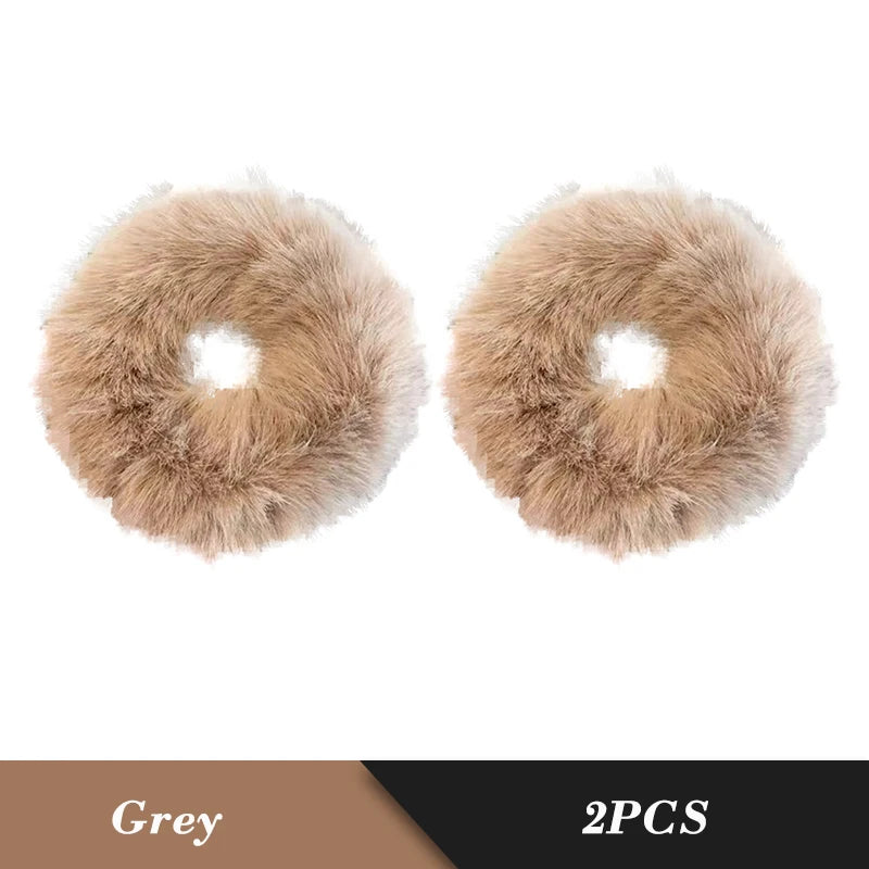 1PC Fluffy Warm Autumn Winter Elastic Hair Band Scrunchies Large Intestine Hair Ring For Women Girls Plush Hair Rope Hairwear