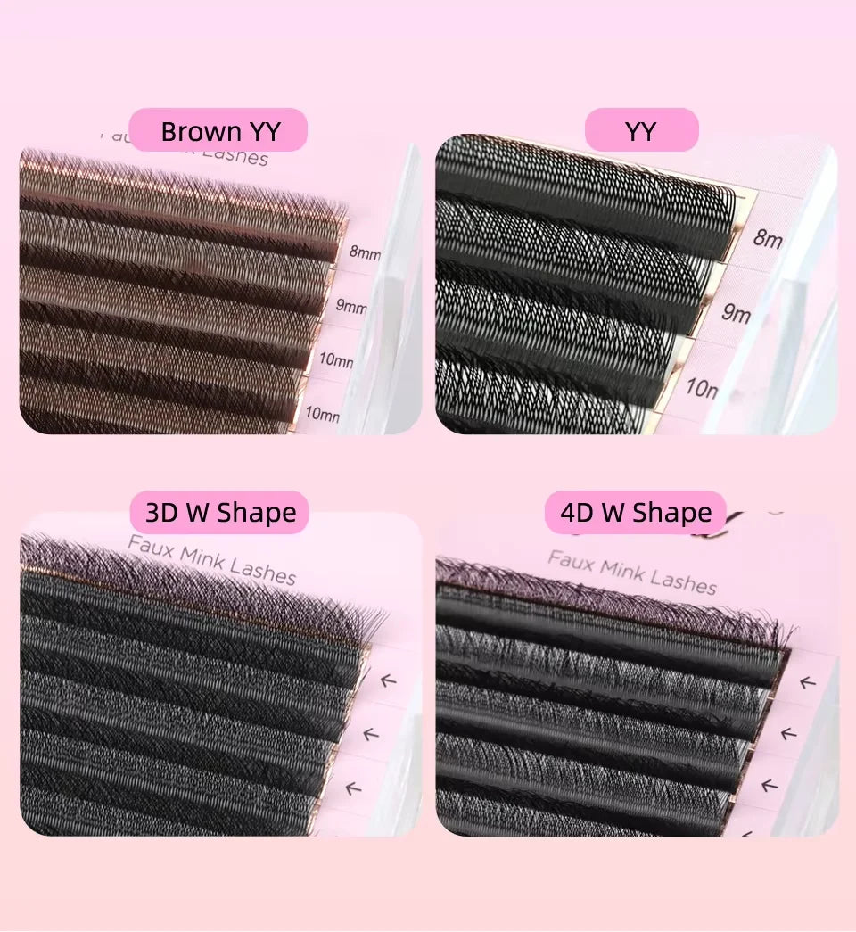AGUUD Automatic Flowering 2D 3D 4D 5D W Shape Premade Fans Eyelash Extensions Natural Soft Individual Lashes Makeup Cilia