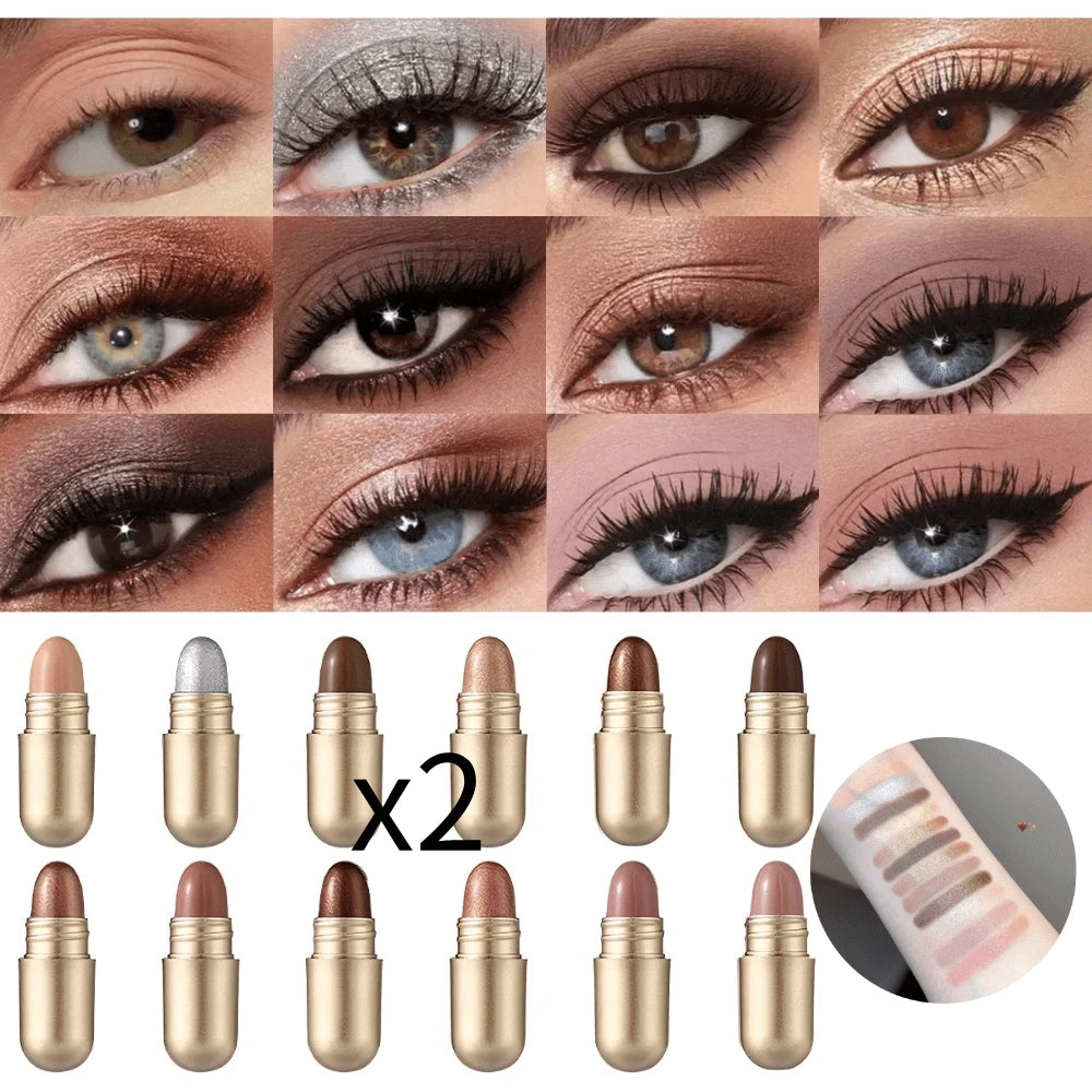 MAGIC CASA 12 Color Capsule Eyeshadow Set Highlighting and Crouching Eyeshadow Non-Smudging Eye Contour Set