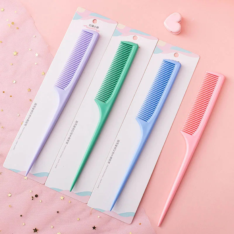 Macaroon Color Pointed Tail Styling Comb Anti Static Hair Dye Brush Barber Salon Steel Needle Pin Rat Tip Hair Comb Accessories