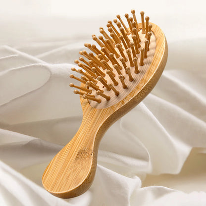 Natural Bamboo Hair Brush with Air Cushion - Scalp Massage, Anti-static Detangling Comb for Daily Hair Care & Styling