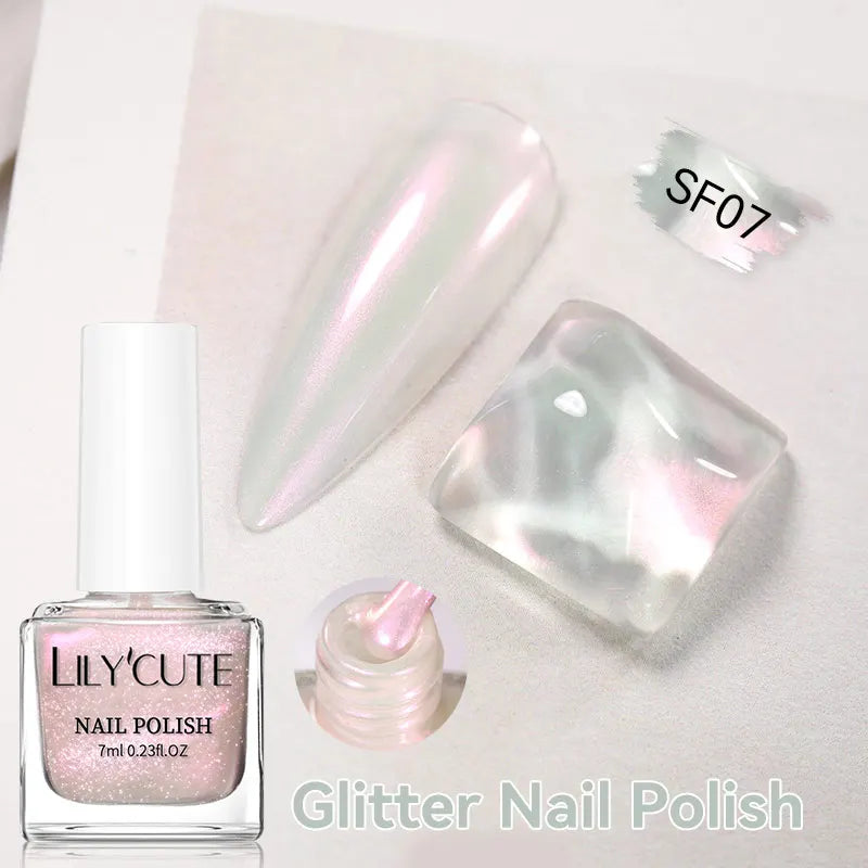 LILYCUTE 7ml Dark Red Nail Polish Water-based Colorful Glitter Sequins Air Dry No Need Cure Nail Art Supplies Gorgeous Color