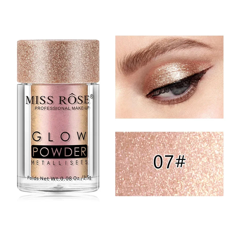 MISS ROSE Single Colour Pearl Diamond Glitter Eyeshadow Make-up High Lighter Shiny Shimmer Brighten Eye Shadow Powder Cosmetics