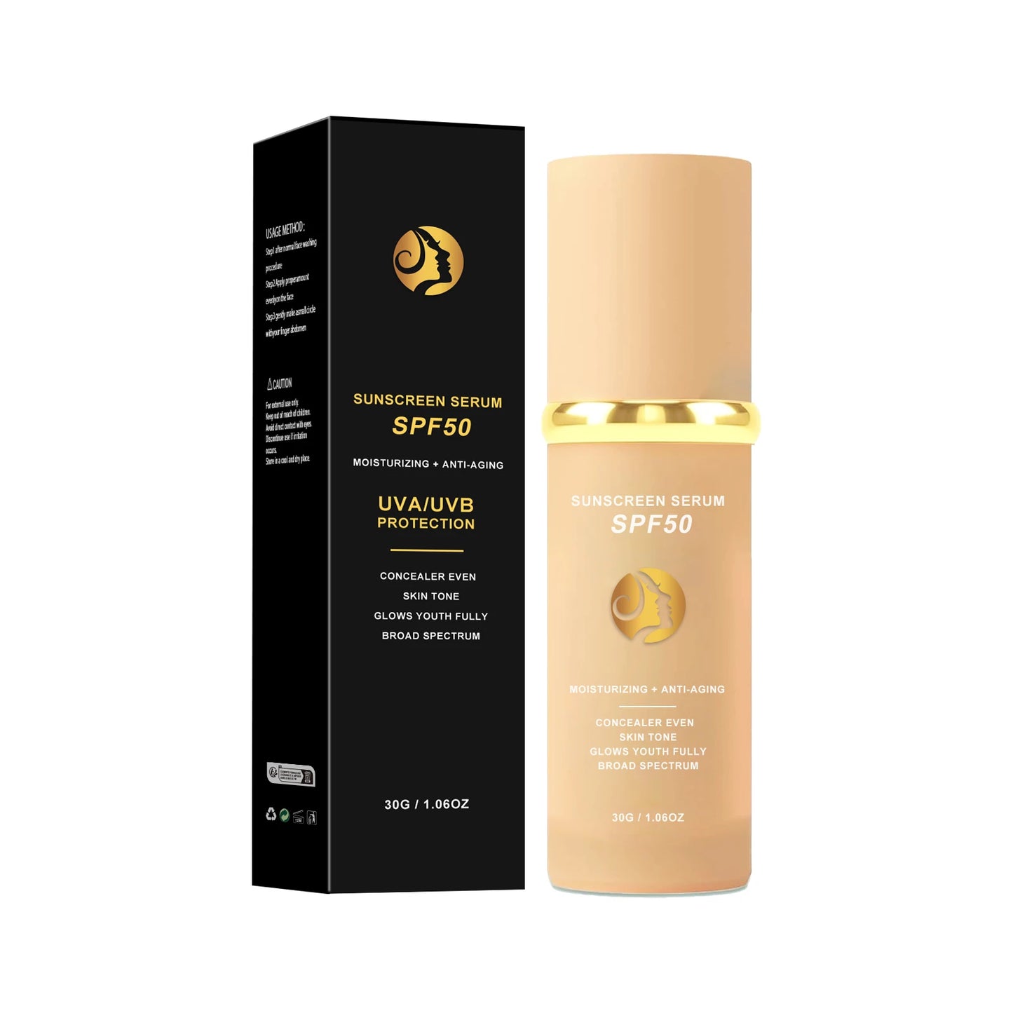 Sunscreen liquid foundation 30g, waterproof, sweat proof, goodbye to dry pickup powder, concealer, even skin color