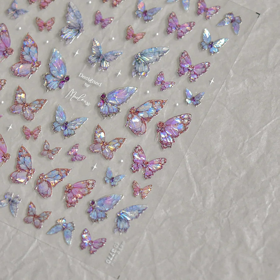Golden Thread Butterfly Jelly Series Nail Art Stickers High Quality New Bronzing DIY Manicure Decal Decoration