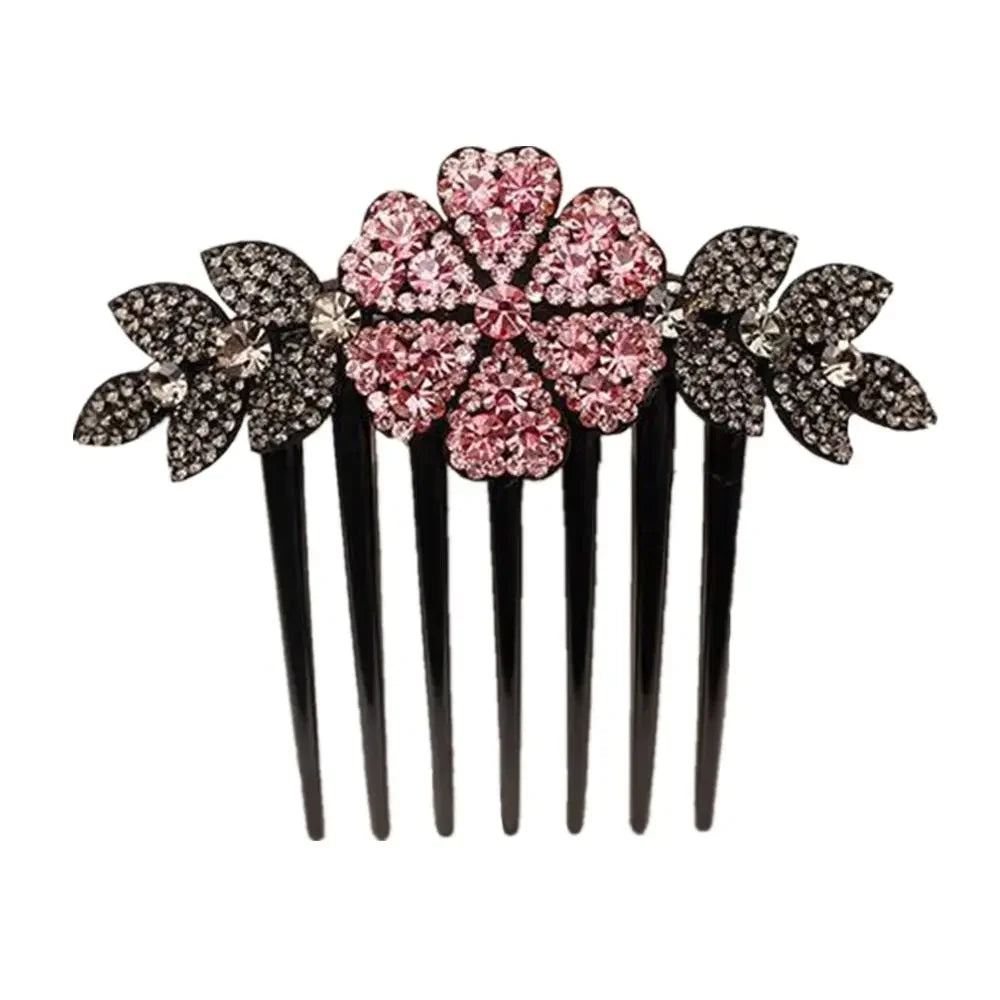 1PC Fashion Hair Comb Luxury Crystal Shiny Rhinestone Hair Clips Inlaid Flower Hairpin Hair Grips Elegant Bride Hair Jewelry