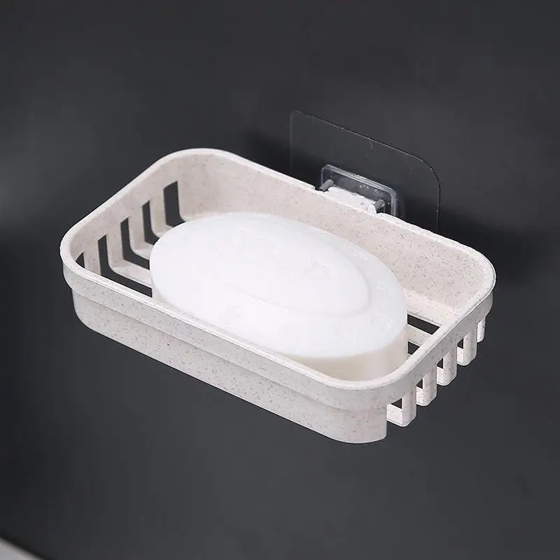 No Punch Wall Mount Soap Box Wheat Straw Suction Cup Non Trace Stick Soap Holder Drainage Bathroom Accessory