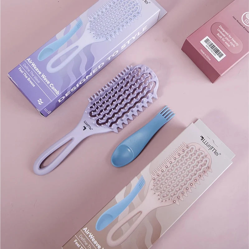 1Box Air Weave Wave Detangling Brush Anti-static Vent Hair Brush Scalp Massage Comb Hair Styling Tool for Curly Straight Hair