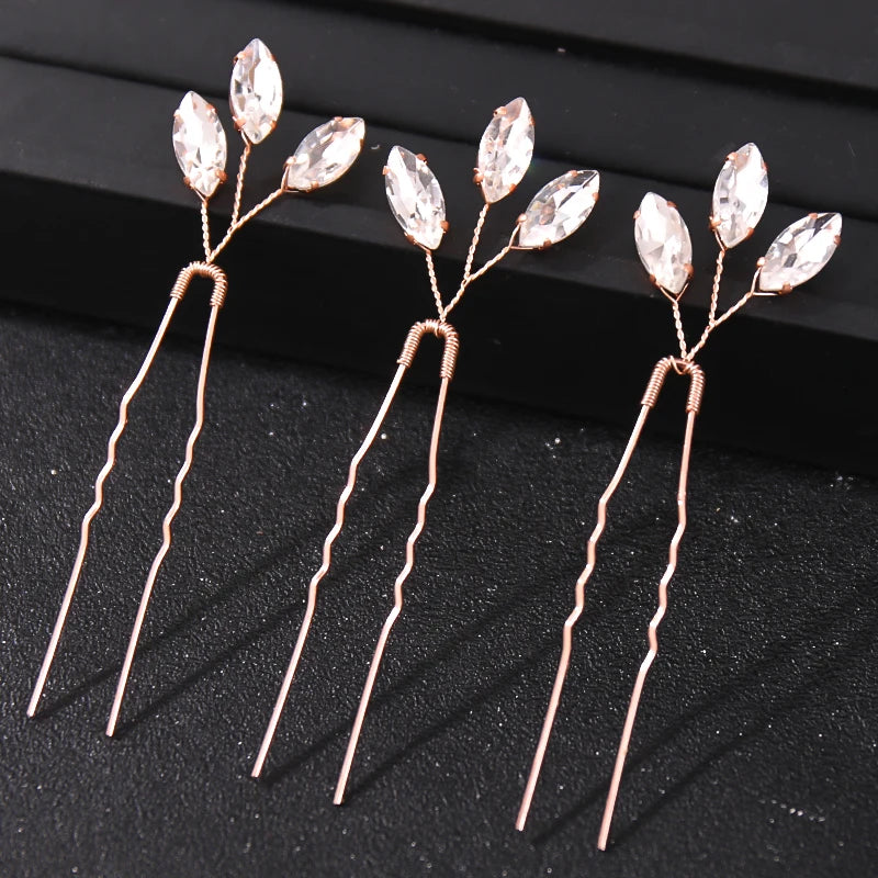 Fashion Crystal Pearl Rhinestone Hairpins Stick Hair Clip For Women Bridal Hair Accessories Party Wedding Hair Clips Jewelry