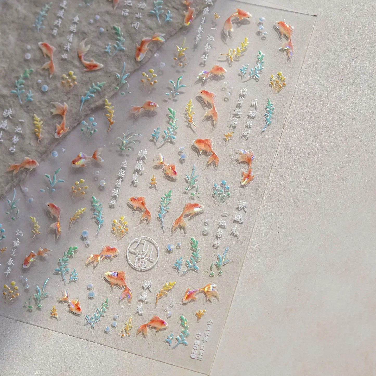 Magical Blow Bubbles Goldfish Bunny Rabbit Cat Kitten Shape Shiny Dreamy Bubbles 5D Nail Art Decorations Sticker Manicure Decal