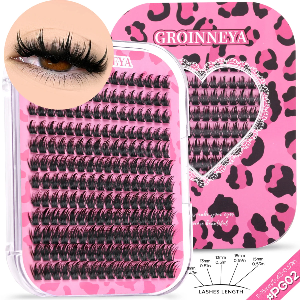 GROINNEYA DIY Lash Clusters Mixed Tray Manga Cluster Lashes DIY Spiky Lashes Extension Natural Volume Individual Lashes Makeup