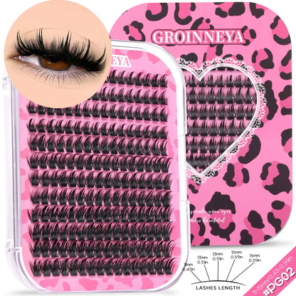 GROINNEYA DIY Lash Clusters Mixed Tray Manga Cluster Lashes DIY Spiky Lashes Extension Natural Volume Individual Lashes Makeup