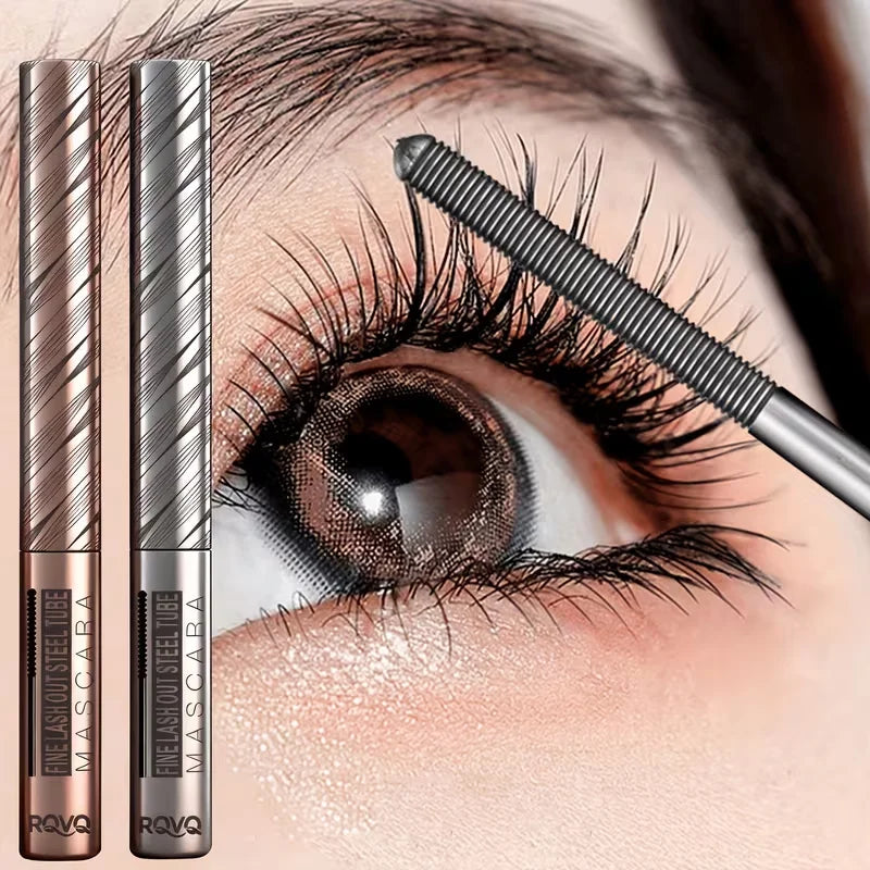 Waterproof Steel Tube Mascara,Black/Brown Waterproof Lengthening Curling Mascara,Non-Smudging Long-Lasting Volume Eyelash Makeup