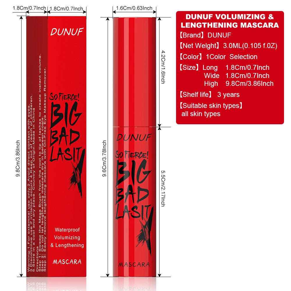 DUNUF Long-Lasting Mascara 1 Pcs Waterproof Sweat-Proof Non-Smudging Thin Thick Curling Beginner Friendly Makeup Product