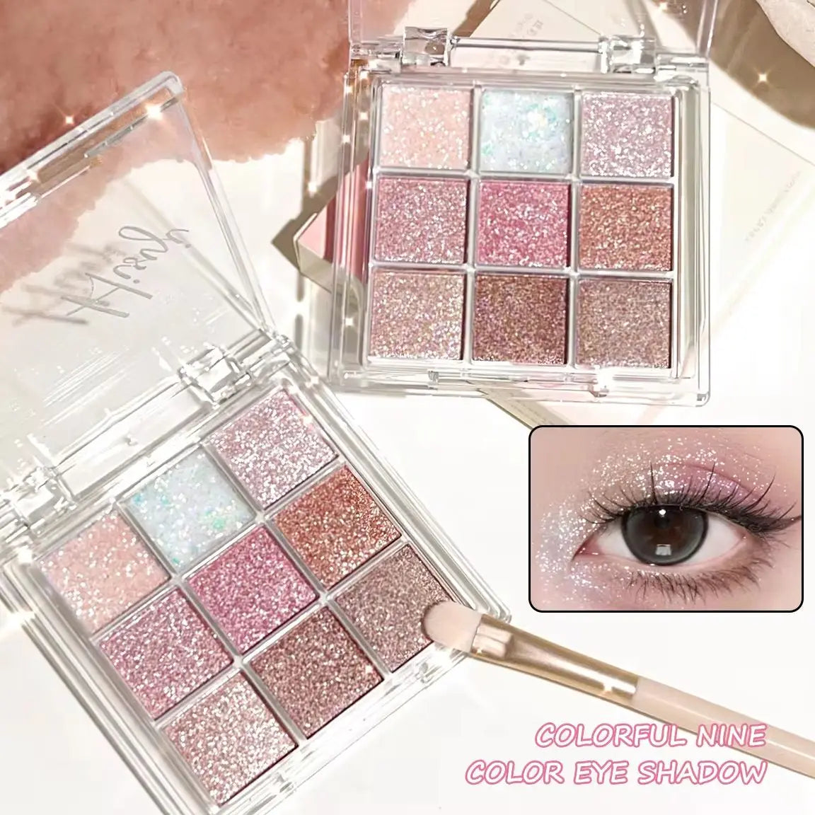 Pearlescent fine glitter highlighter dazzling smart eyeshadow palette Long-lasting color development, sweat and water resistant