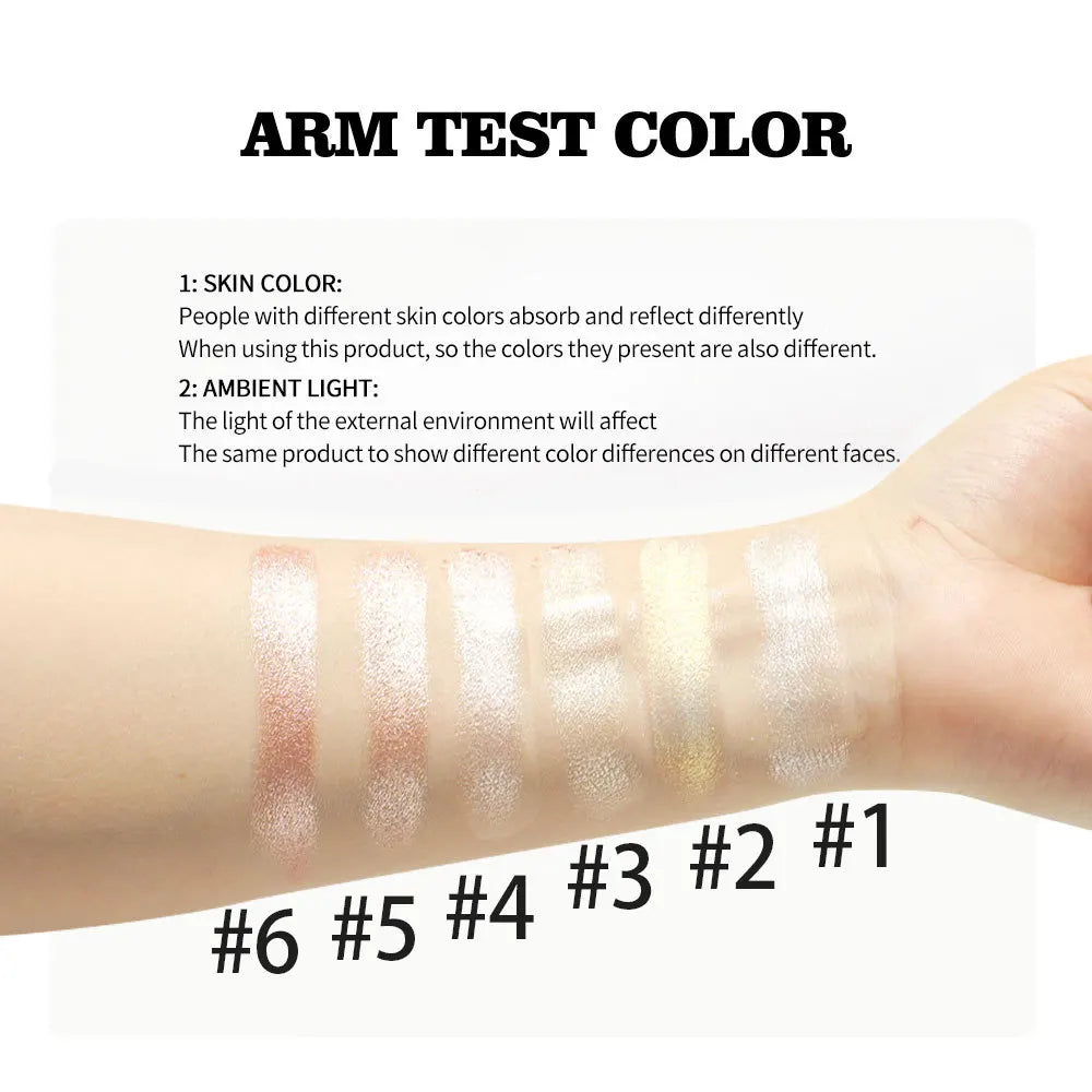 Monochrome Face Brightening Highlighter, Lightweight Non-Greasy Glitter Powder with Subtle Shimmer,Light Beige Brightening