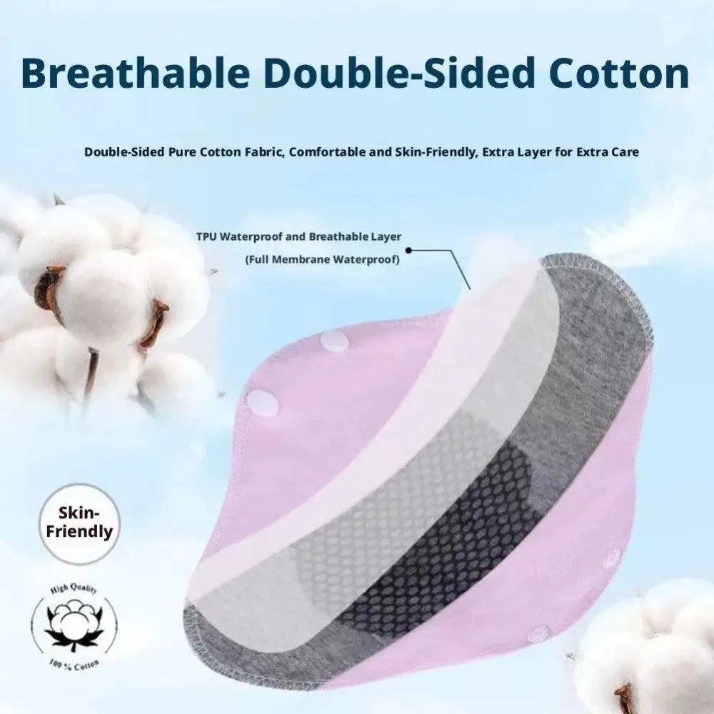 4 Pieces Reusable Graphene Incontinence Pads - Leak-Proof, Washable Sanitary Napkin for Elderly Care and Mobility Support