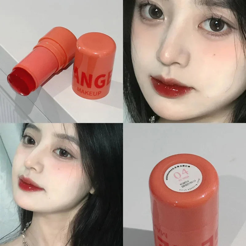 3-in-1 Milk Jelly Tint Facial Blusher Wand Moisturized Long Lasting Matte Rouge Cheek Contour Lipstick Sticker Beauty Makeup