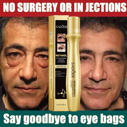 Instant Eye Bag Removal Rolling Beads Massage Serum Retinol Anti-Wrinkle Firm Skin Anti Dark Circle Puffiness Brighten Eye Care