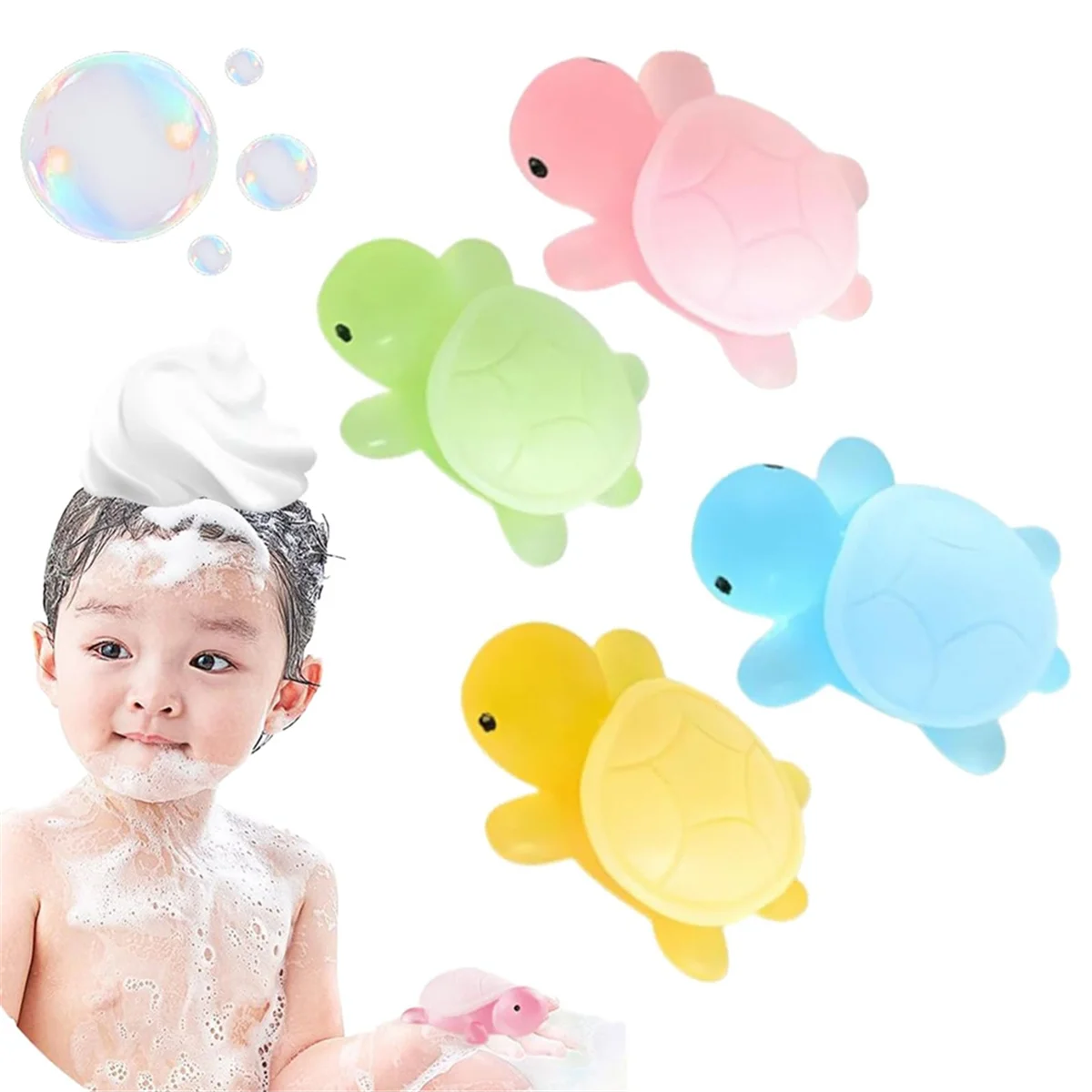 JDLQ Little Turtle Handmade Essential Oil Soap 4 Pieces of Cute Mini Turtle Moisturizing Soap Children'S Cleansing Bath Soap