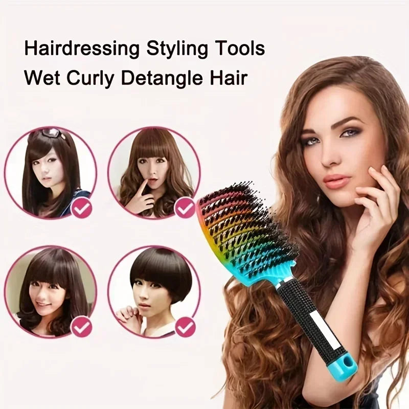 Hair Brush Detangling Hairbrush Bristle&Nylon Women's Wet Curly Hair Scalp Massage Comb Salon Hairdressing Styling Tools