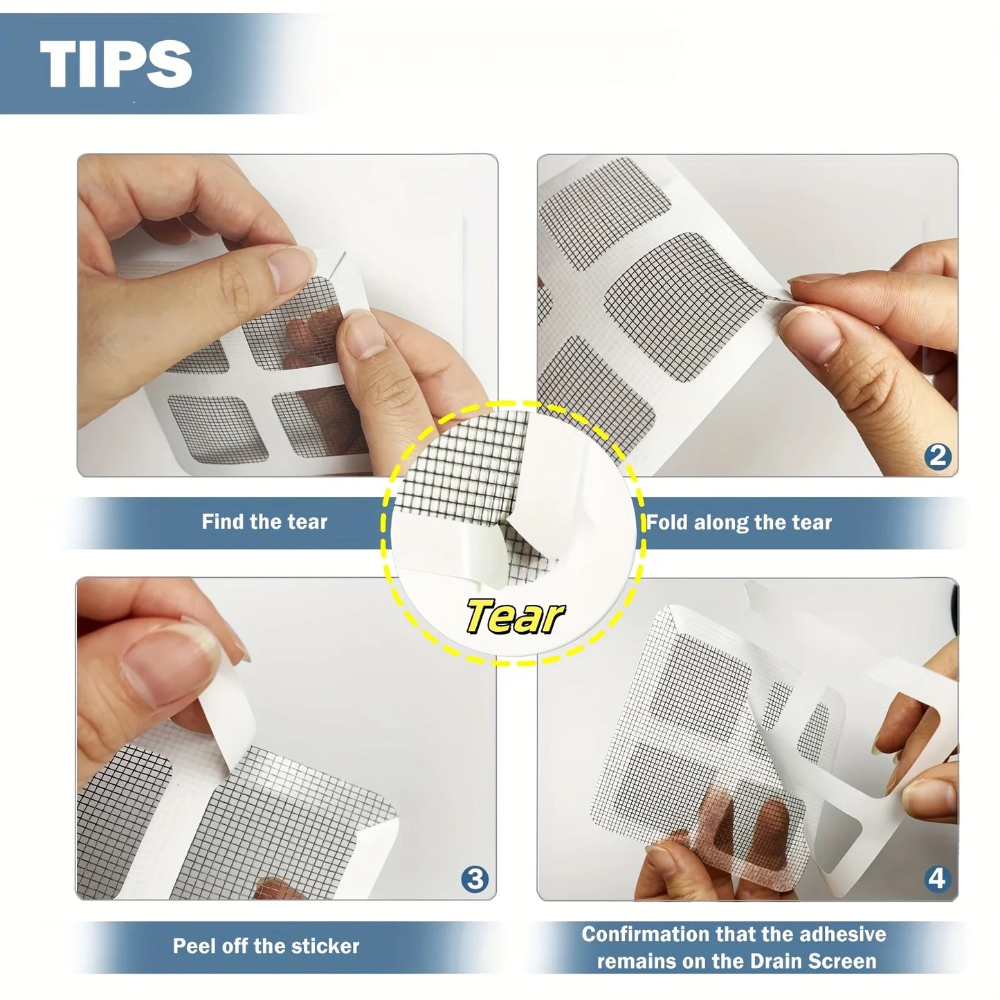 50pcs Disposable Shower Drain Hair Catcher Stickers – Plastic Mesh Blocker for Tub & Sink