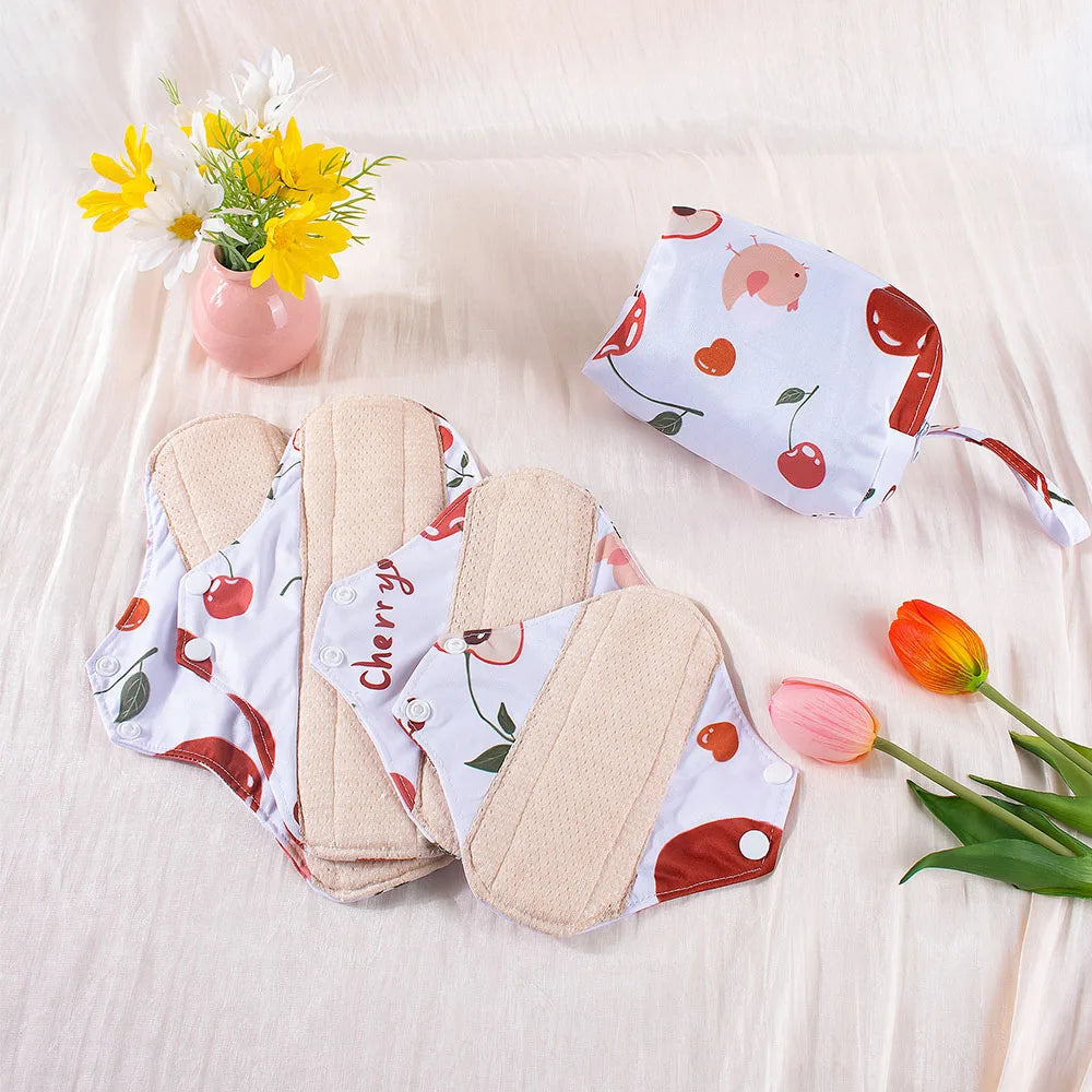 New Colourful Cotton Sanitary Pads Set Washable Menstrual Pads Reusable Nursing Pad Ladies Bratehable Cloth Menstruation Gift