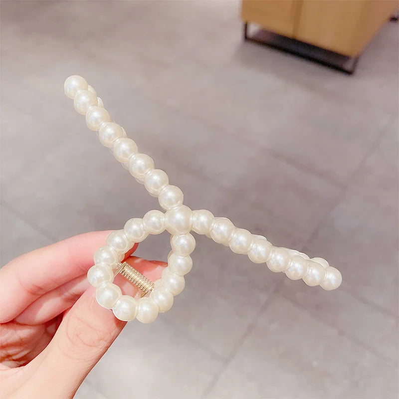 Pearl Claw Clips Crab Geometric Hairpins For Women Girl Korean Bow Hollow Hair Accessories Bath Clip Headwear Barrettes