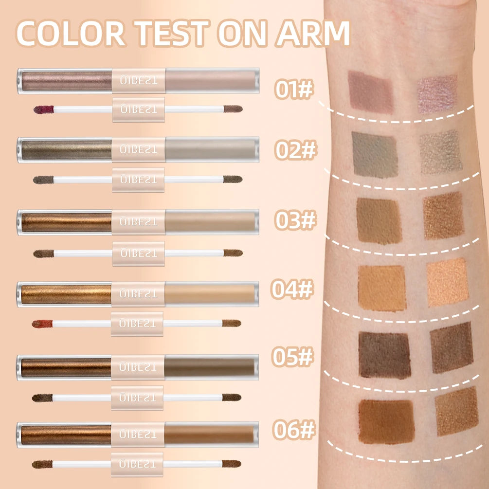2 In 1 Stick Pearly Matte Eyeshadow Cream Smooth Nude Eye Makeup Liquid Contour Shadow Stick Waterproof Shimmer High Light Pen