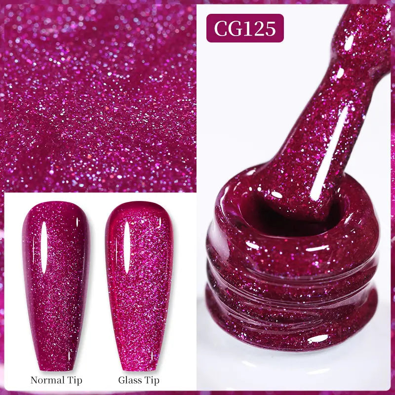 BORN PRETTY 10ml Sparkling Glitter Reflective Gel Nail Polish Sparkly Holo Shiny Pink Silver Black Gel Nail Art Salon Varnish