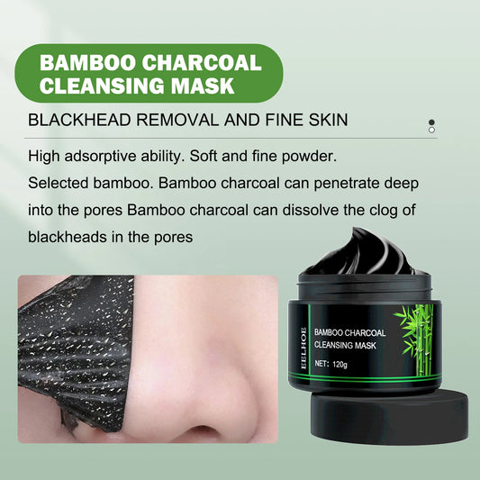 Bamboo Charcoal Cleansing Mask Blackhead Acne Mud Mask Skin Care Removal Shrink Pores Exfoliating Smooth Face Skin Oil Control
