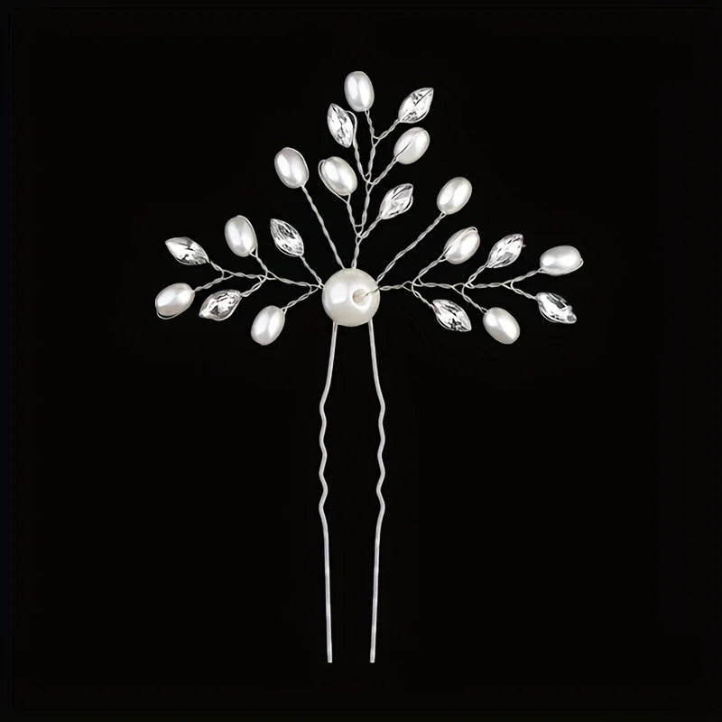 Fashion Crystal Pearl Rhinestone Hairpins Stick Hair Clip For Women Bridal Hair Accessories Party Wedding Hair Clips Jewelry