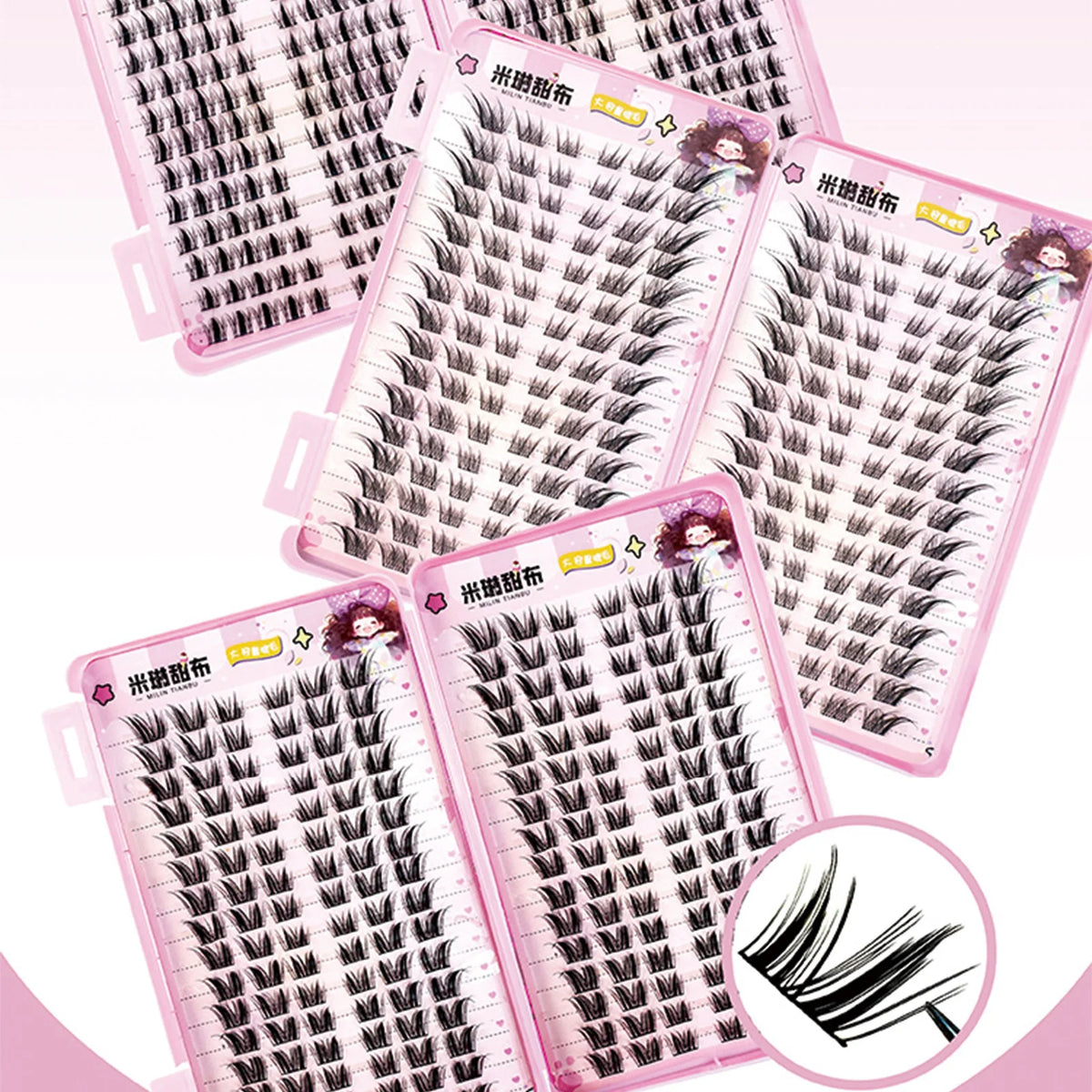 32Rows Anime Cosplay Korean Fake Eyelashes Set Black Volume Foxes False Lashes Extension Curling Girl Group Style Large Capacity