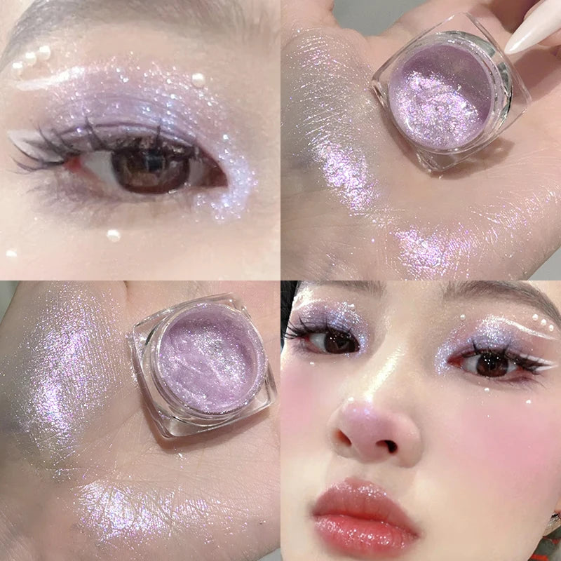 Sparkling Glitter Liquid Gel Eyeshadow Metallic Silver White Highlighter Sequins Eye Shadow Waterproof Shiny Silkworm Eye Makeup