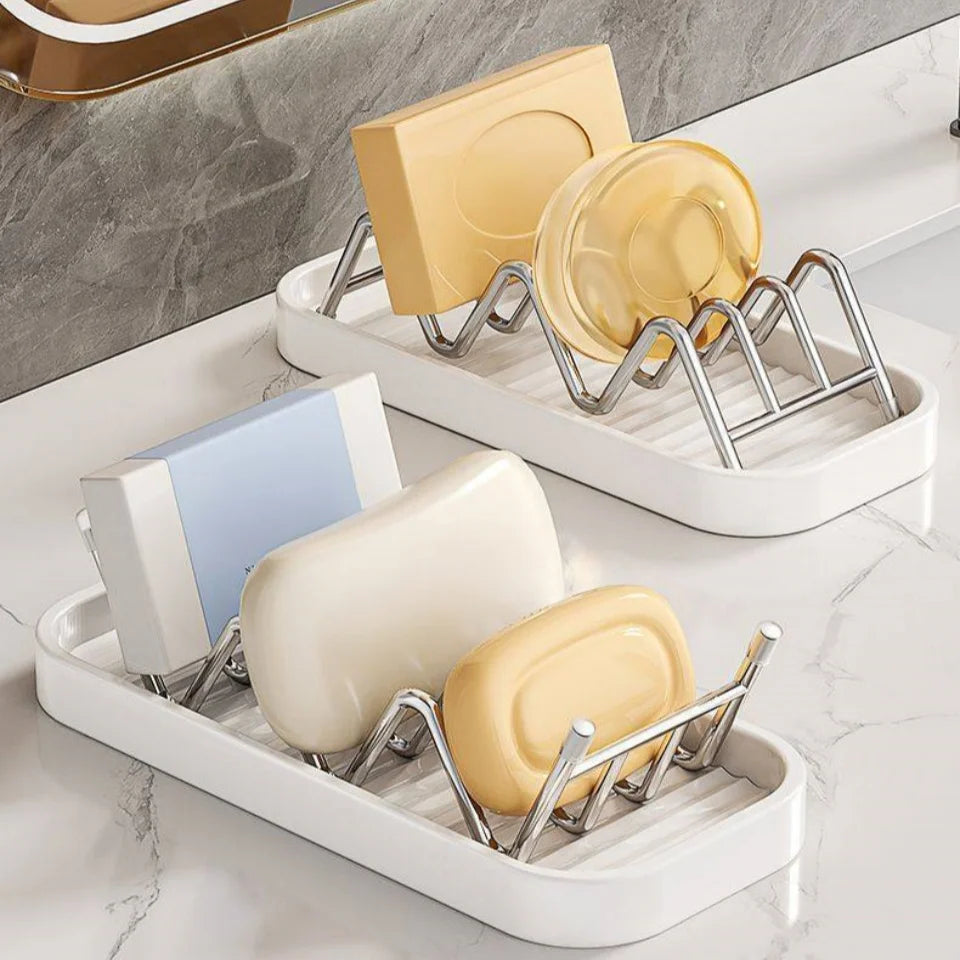 Wavy Soap Dish for Shower, Stainless Steel Shampoo Bar Holder with Removable Drip Tray, Self Draining Quick Dry Bar Soap Holder